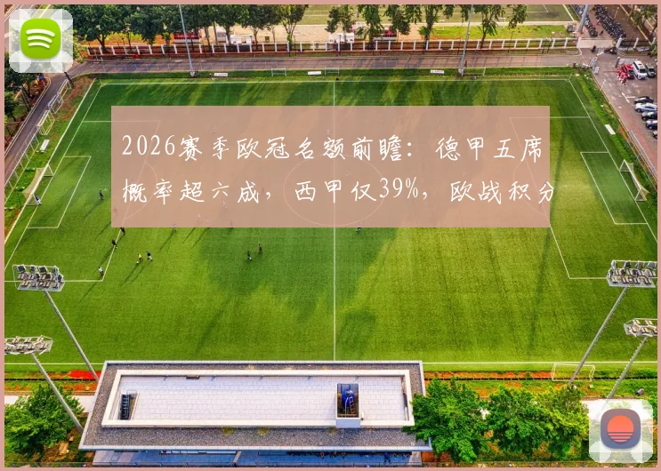 2026赛季欧冠名额前瞻：德甲五席概率超六成，西甲仅39%，欧战积分争夺战白热化